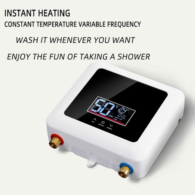 Instant Water Heater 220V 7500W Mini Electric Tankless Water Heater Wall-Mounted LED Display Support Thermostat Mode/Power Adjus